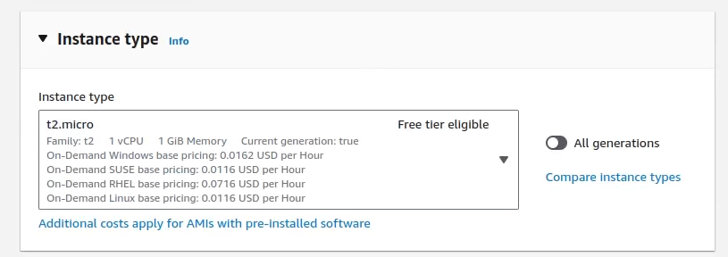 Select EC2 instance type