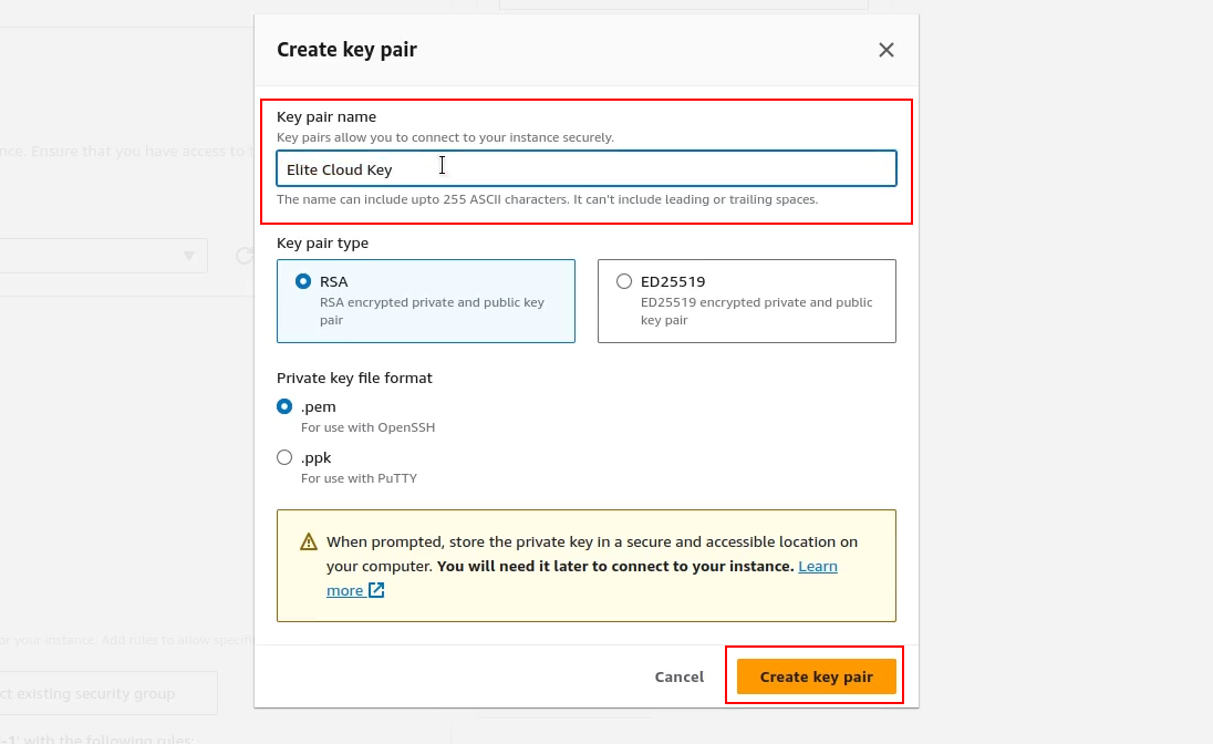 Create Key Pair