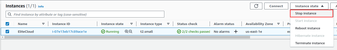 Stopping EC2 Instance