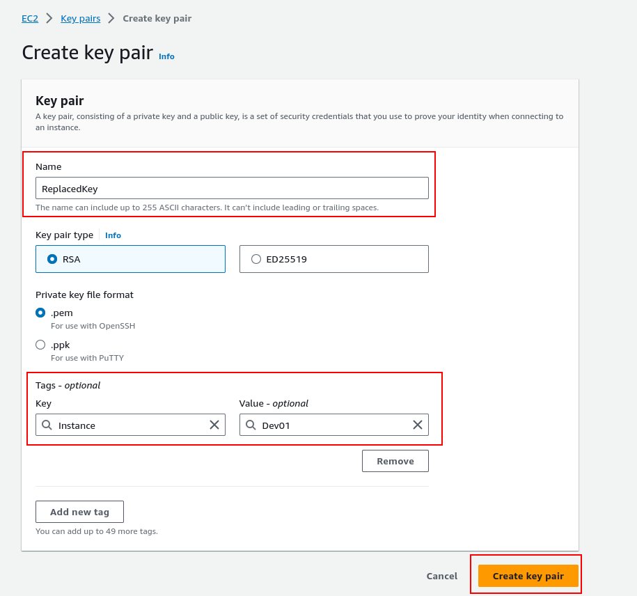 Creating Key Pair in EC2